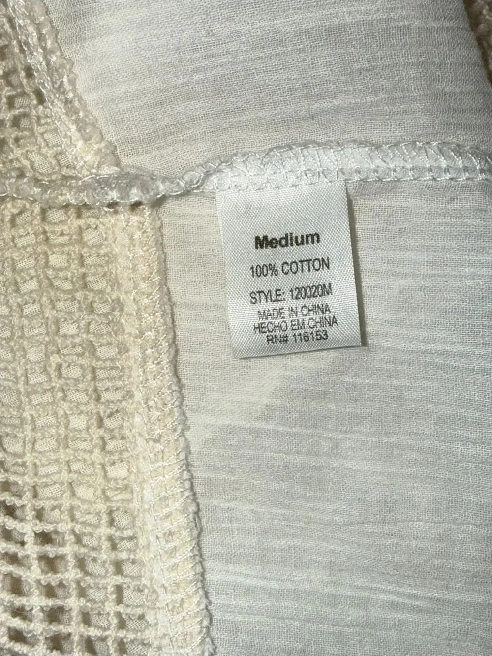 Cream Crochet-Panel Peasant Tunic Top 100% Cotton baby girl Ruffle hem